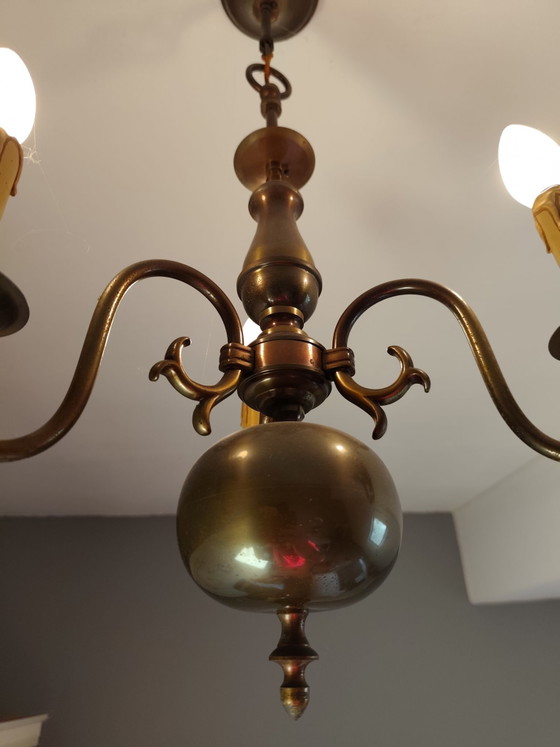 Vintage 3-arm Chandelier – Plastic, Brass (photo 8 of 8)