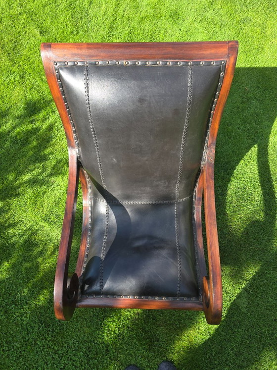 Fauteuil de style colonial – Leather, Metal (photo 5 of 9)
