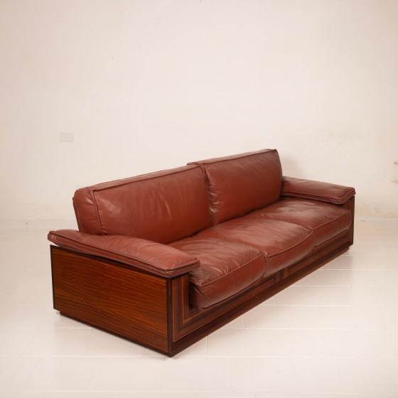 Sofá Paganini de Luciano Frigerio para Frigerio di Desio 1980 – Leather, Wood (photo 5 of 20)