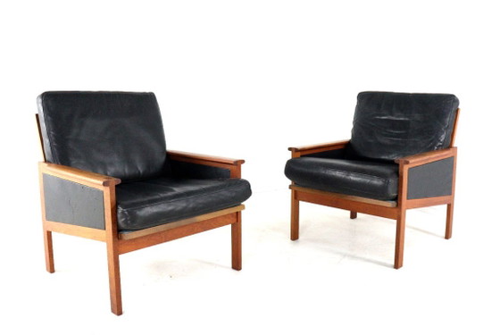 Illum Wikkelso Voor Niels Eilersen Capella Fauteuil Vintage Deens – Leather, Wood (photo 15 of 15)