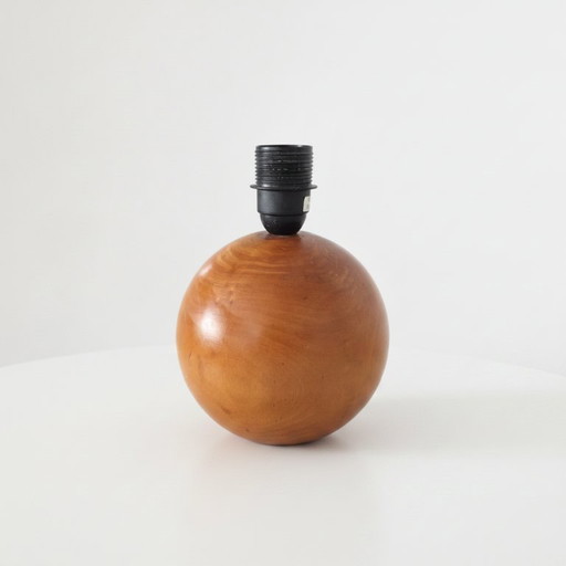 2 lámparas de mesa vintage escandinavas con base de globo de madera maciza – tafellampen, Textile, Wood (photo 2 of 10)