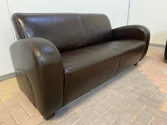 Image 1 of Divano in vera pelle marrone 3 + 2,5 posti