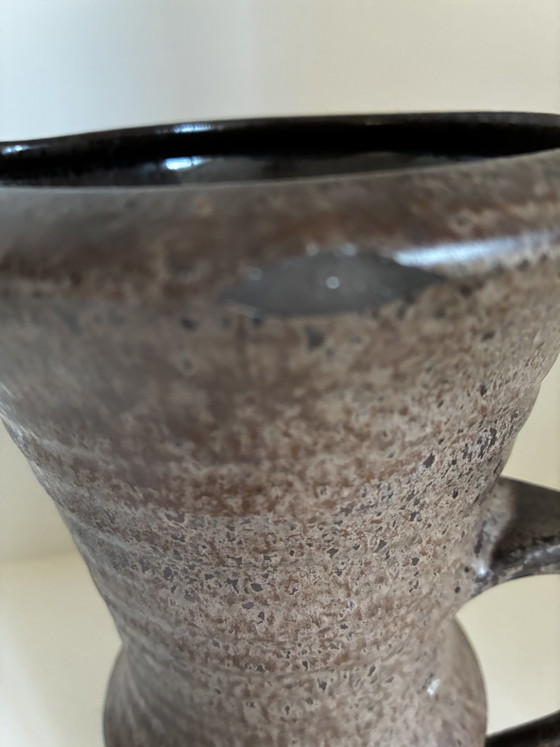Image 1 of Vintage brutalist vase, brown earthenware, 1960s/70s