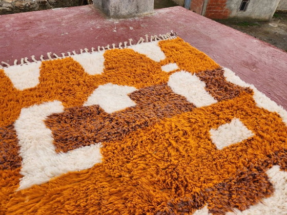 Tapis Beni Ouarain 300x200 cm – Laine épaisse, motifs berbères ocre & écru, – Coton, Bohemian (photo 4 of 11)