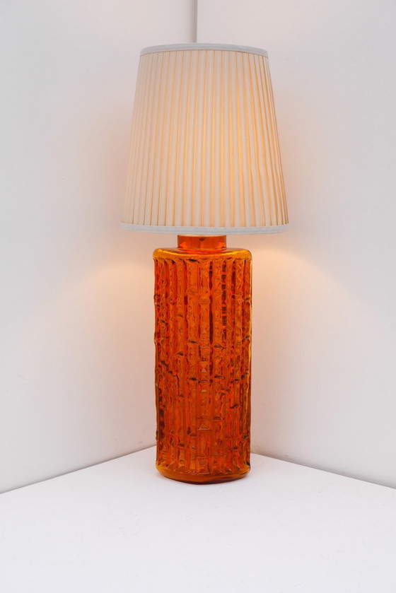 Grand Orange Glass Table Lamp by Gustav Leek for Orrefors, Sweden (photo 16 of 19)