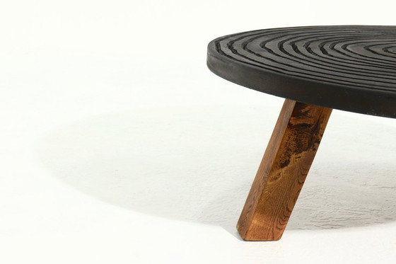 Image 1 of Vintage Artisan Round Tripod Coffee Table 1960s