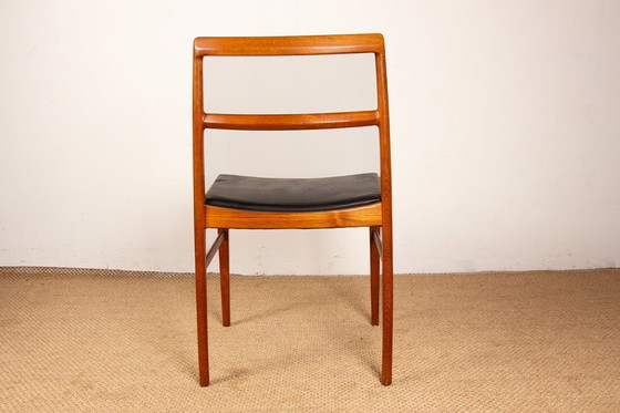 Image 1 of Set van 4 Deense stoelen van teakhout en leer, model 430, van Arne Vodder voor Sibast, 1960.