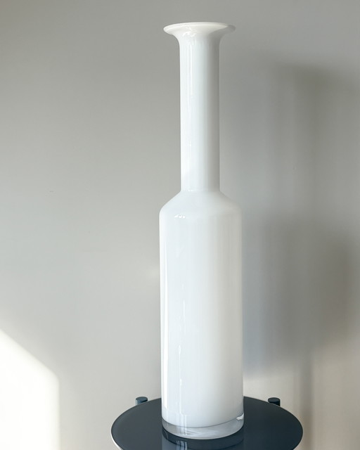 Vintage IKEA FYLLIG Floor Vase – White Opaline Glass