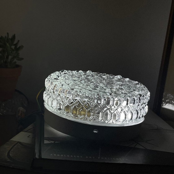 Small round diamond point glass vintage 1970 1980 wall light ceiling light (photo 8 of 9)