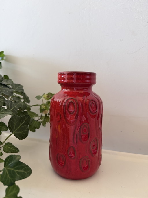 Vaso della Germania Ovest, anni '70, in ceramica rossa