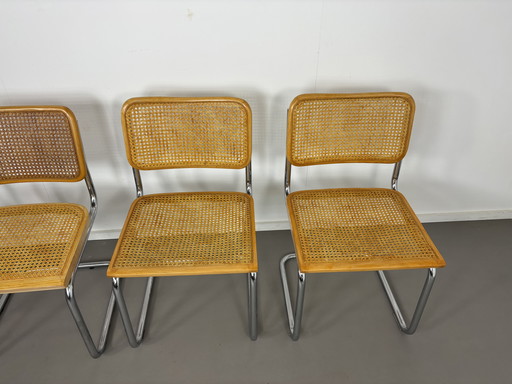 4 sillas Cesca de madera de haya con correas, estilo Marcel Breuer