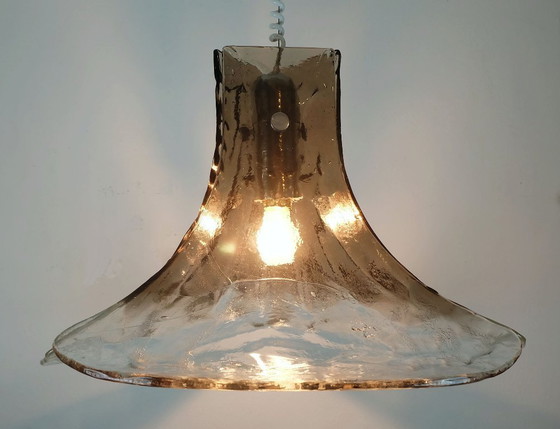Image 1 of grande y pesada lampara colgante kalmar franken mid century ice glass lamp