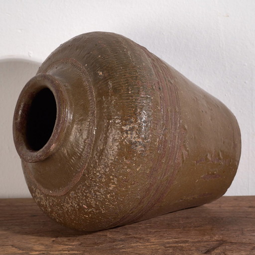 Kleine antieke geglazuurde keramische vaas (ca. 1900) #3