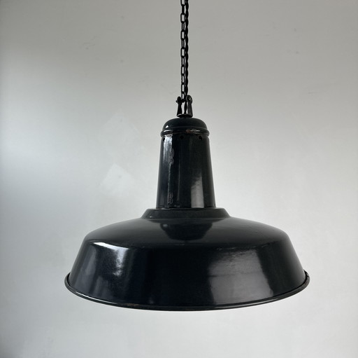 Antique 41 Cm Enameled Industrial Hanging Lamp