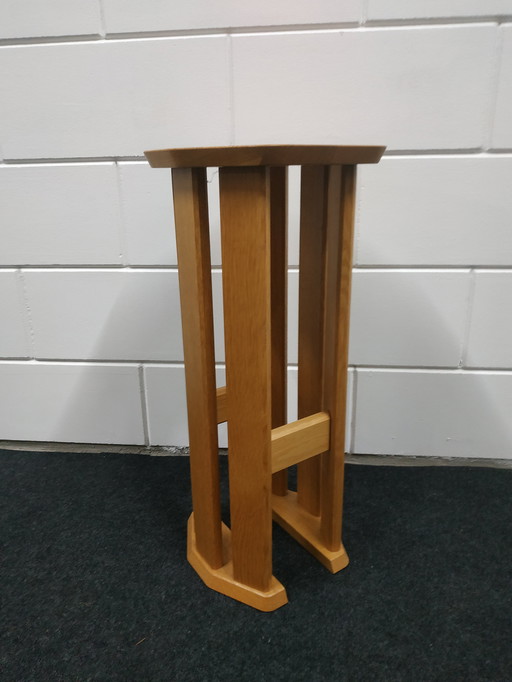 Seltener 70er/80er Jahre Eiche Pflanzentisch Pflanzensäule (Art Deco Stil)