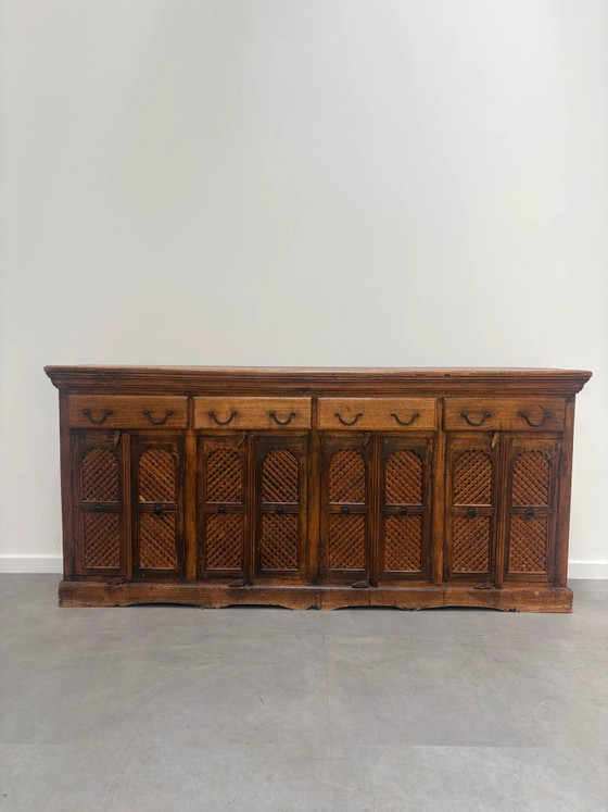 Image 1 of Antique Indian Sideboard with Lattice Doors