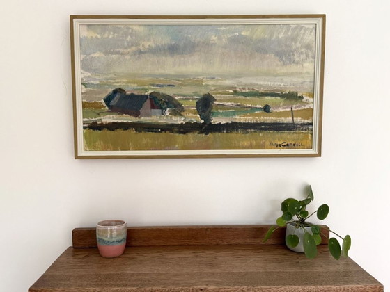 Image 1 of Peinture à l'huile impressionniste colorée du milieu du siècle, vers les années 1960 par Helge Cardell.