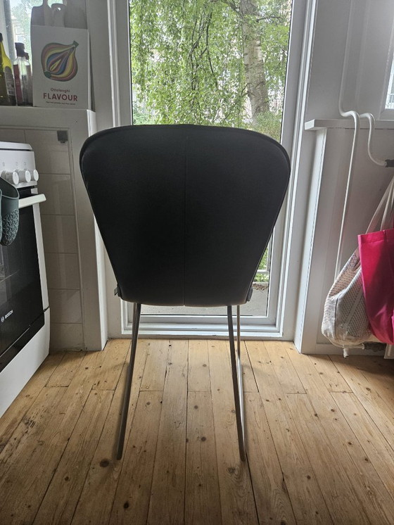 Image 1 of 6 chaises Bert Plantagie en cuir noir - enlèvement jusqu'au 28 juillet