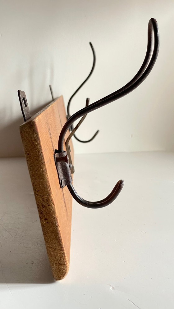Image 1 of Vintage Wooden and Steel School Coat Rack