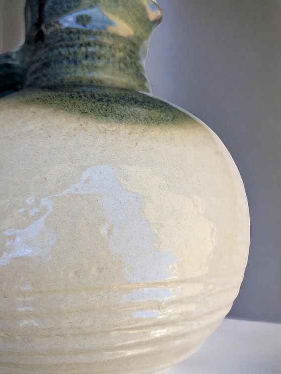 Image 1 of Bay Vintage Mid-Century jug, beige ceramic with green glaze, West Germany style, model no. 631-20
