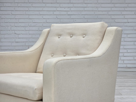 Image 1 of 1970er Danish Lounge Chair, Möbelwolle, Teakholzbeine