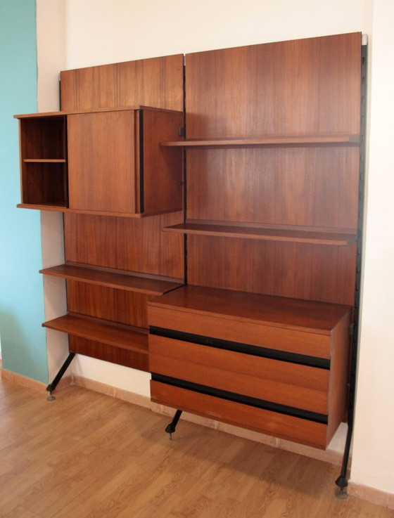 Image 1 of "Urio" modular wall system by Ico and Luisa Parisi for MiM 1957, two-module bookcase, Italy, 1960s