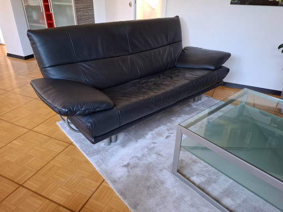 Rolf Benz BMP 418 Torino Lounge Set - Pelle Nera (Divano 3 posti, Poltrona & Pouf) – Sofà, Leather (photo 3 of 6)