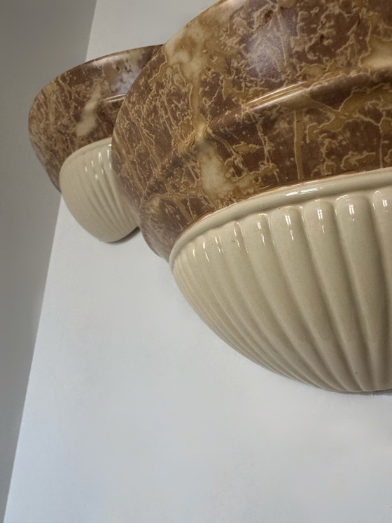 Half-shell Wall lights by Schuytener, 80s, Ceramic, Creme (photo 8 of 11)