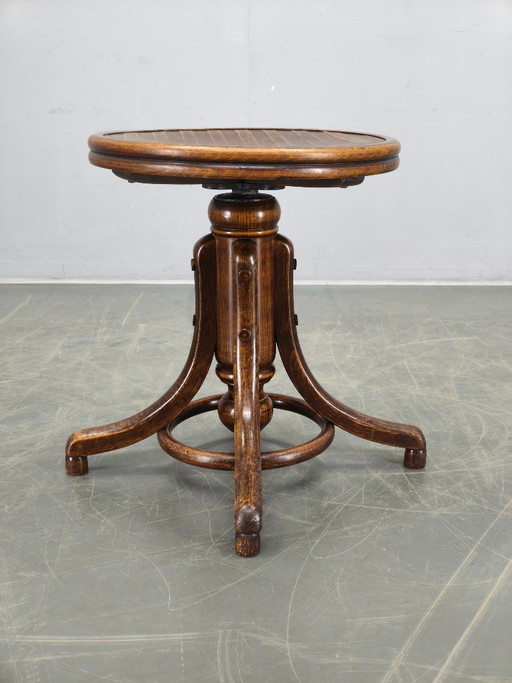 Taburete de piano ajustable estilo Art Déco de Fischel, Checoslovaquia, década de 1930.