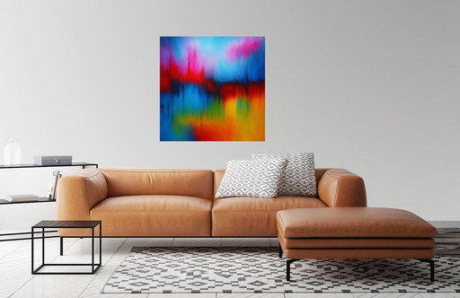 Giclee Abstract Colors / Canvas Frame / Decoration (80 x 80 cm)
