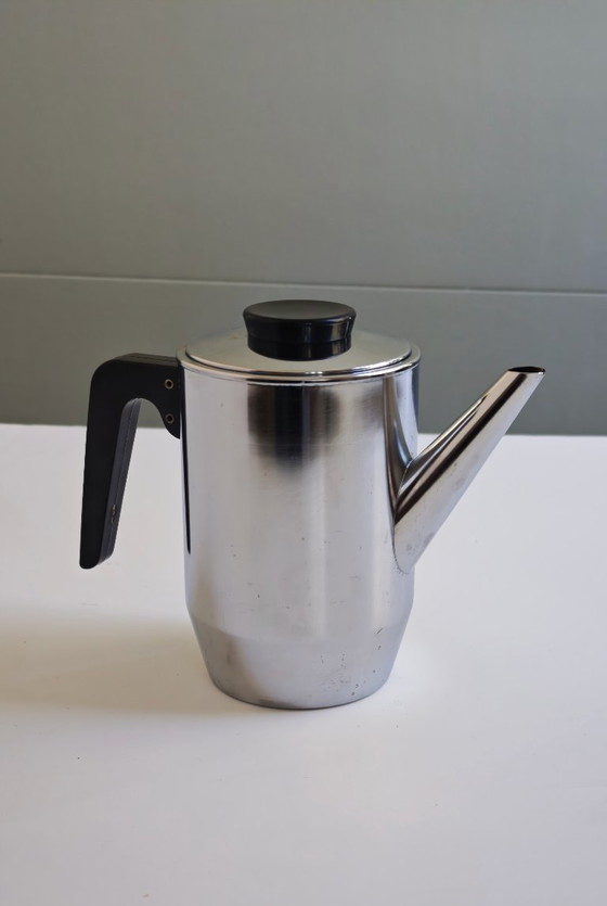 Image 1 of Teiera in acciaio inox dal design olandese moderno di metà secolo Daalderop