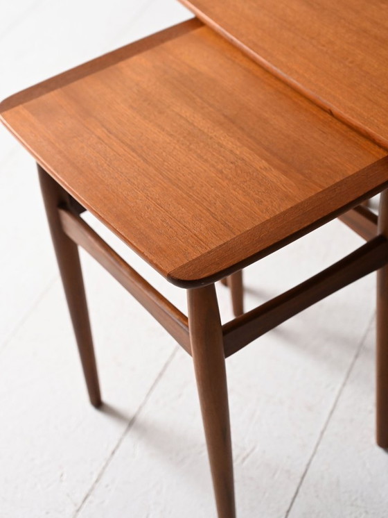 Image 1 of 1960s Scandinavian teak nesting tables set of 3