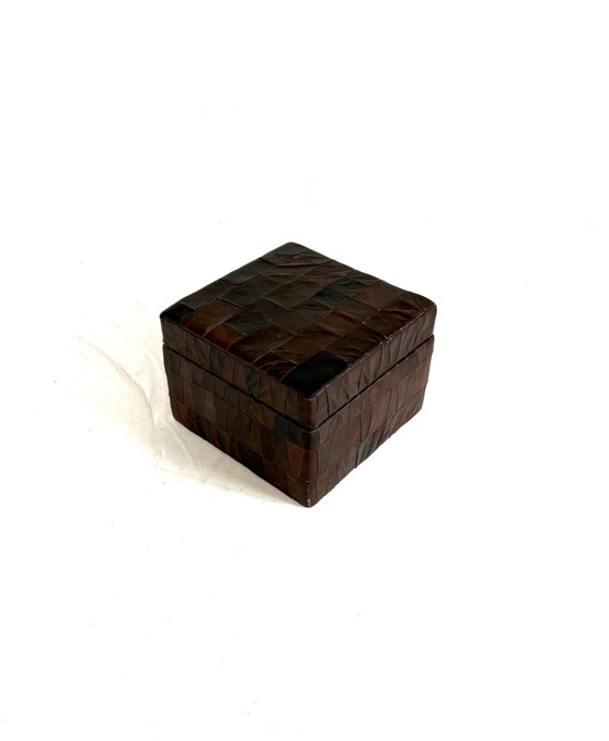 Vintage chocoladebruine leren patchwork poef ‘70 – Hockers en poefs, Leer (photo 9 of 9)