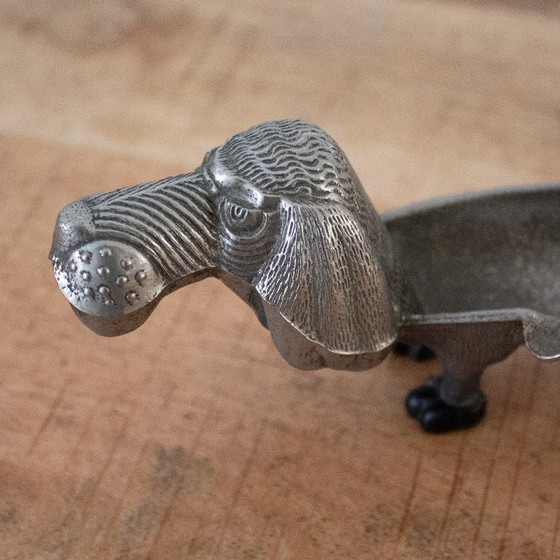 Image 1 of Vintage metal ashtray in the shape of a dachshund/dog