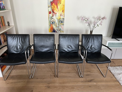 Chaises de salle à manger Leolux Talos 4 noires – eetkamerstoelen, Leather, Metal (photo 2 of 8)
