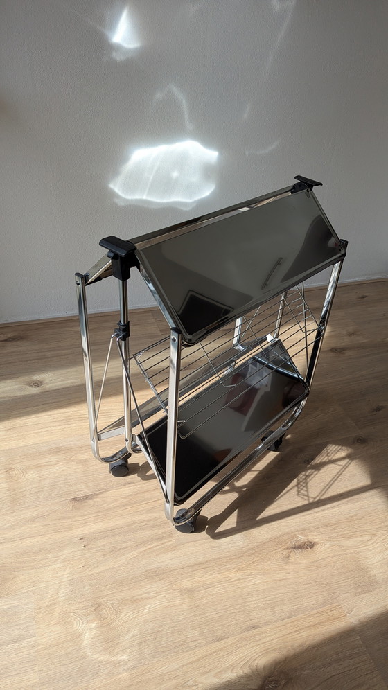 Image 1 of Küchenwagen aus Chrom, Servierwagen im Mid-Century-Stil