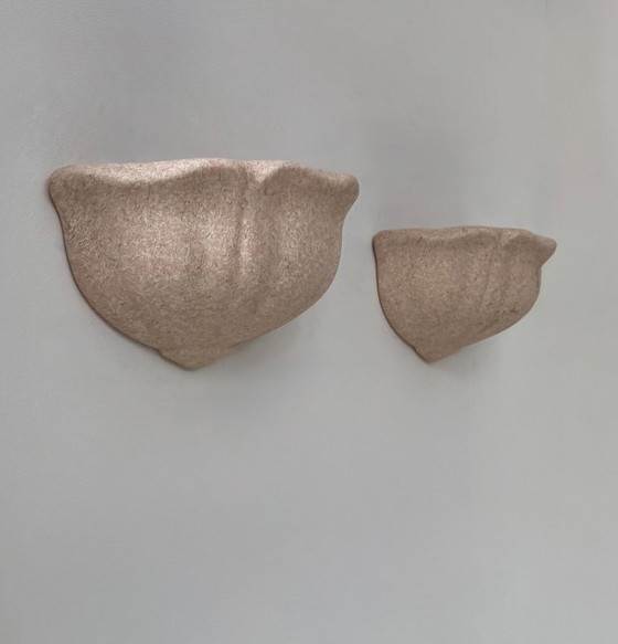 Image 1 of Paire d’applique vintage, plâtre mouchetée rosée, France, 1970
