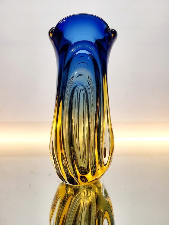 Image 1 of Vase en verre multicolore de Murano, technique du somserso, Italie, années 1970