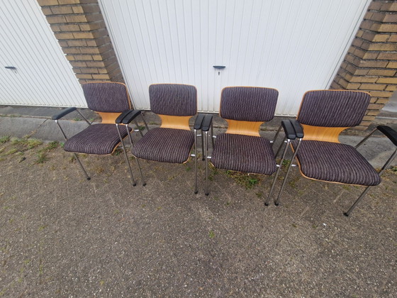 4 vintage 60s chairs – Dining chairs, Plastic, Textile (photo 3 of 8)