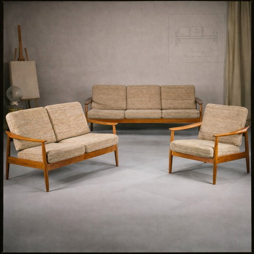 Dänische moderne Sitzgruppe aus Teakholz von Arne Vodder für France & Søn, 1960er, 3er-Set
