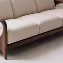 Modernes Walnuss Ledersofa Massivholz Designer Couch, Minimalistisches Creme gepolstertes Sofa für Luxus Wohnzimmer