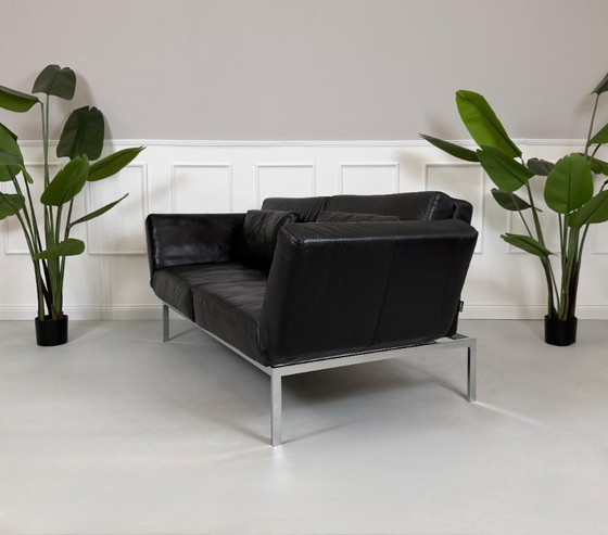 Image 1 of Brühl Roro Soft Sofa Leder Schwarz Garnitur Schlafsofa