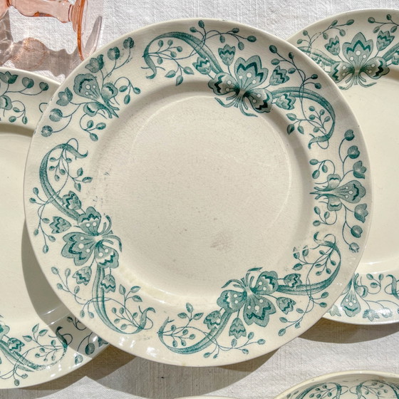 Set of 6 Small Antique Ironstone Plates "Figuig" – Longchamp 19th Century – Crockery (photo 2 of 14)