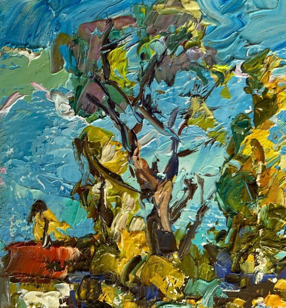 Image 1 of Original Oil Painting Day Winter Landscape The first snow fell