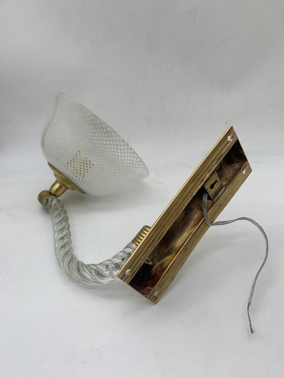 Image 1 of Paire d'appliques murales attribuées à Venini Reticello, fabriquées en Italie.