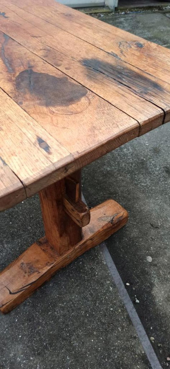 Image 1 of Antique rustic solid oak large dining table
