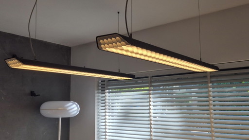 Modern black pendant lamps with honeycomb structure, four pieces