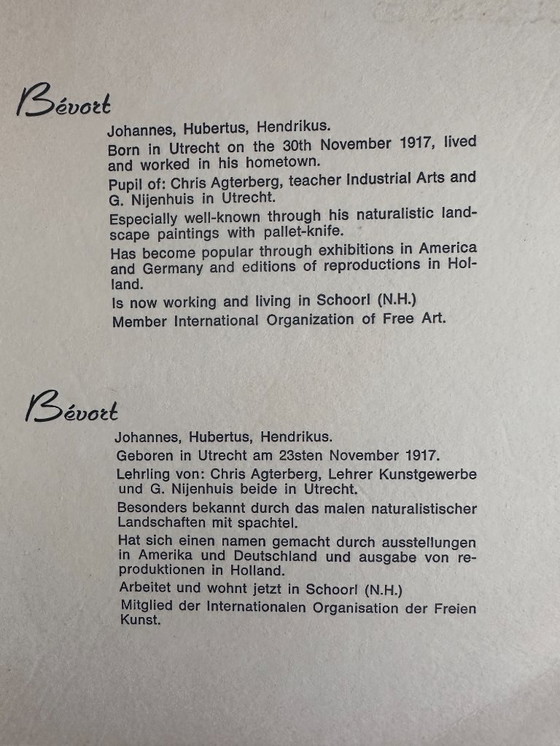 Image 1 of Johannes H.H. Bévort – Abstract-expressionistisch stadsgezicht / marktscène – olieverf op doek (1971)