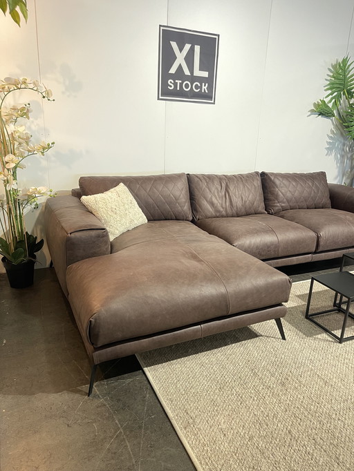 XL STOCK leren Liegestuhl