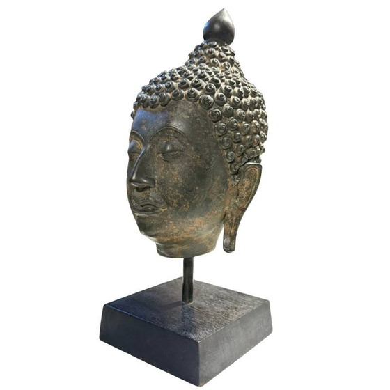 Cabeza de Buda tailandesa de bronce pesado – 39 cm – 4.3 kg Bronce de alta densidad – Estilo Sukhothai (photo 8 of 8)